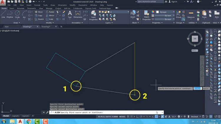 Align در نرم افزار اتوکد